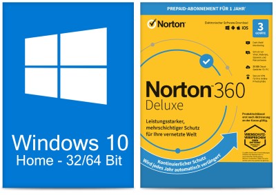 Windows 10 Home (1 PC) + Norton 360 Deluxe (3 Geräte / 1 Jahr) - ESD