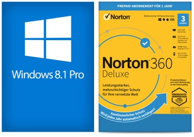 Windows 8.1 Pro (1 PC) + Norton 360 Deluxe (3 Geräte / 1 Jahr) - ESD